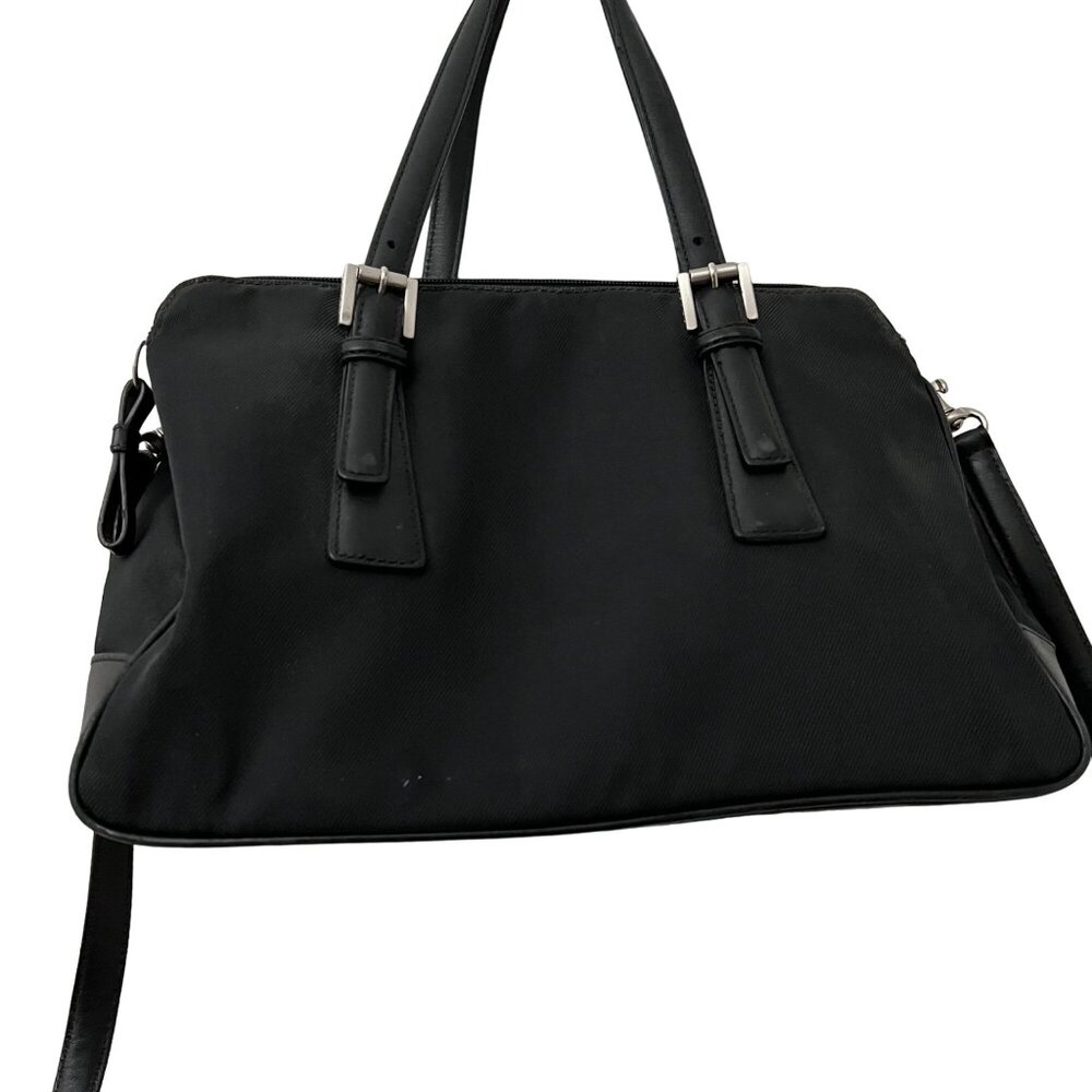 Coach Womens Black Nylon Leather Trim Tote Crossbody Strap Bag Purse - Picture 4 of 9